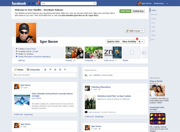 Isprobajte Facebook Timeline odmah!