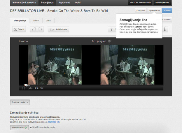 Youtube: Zamagljivanje lica za anonimnost